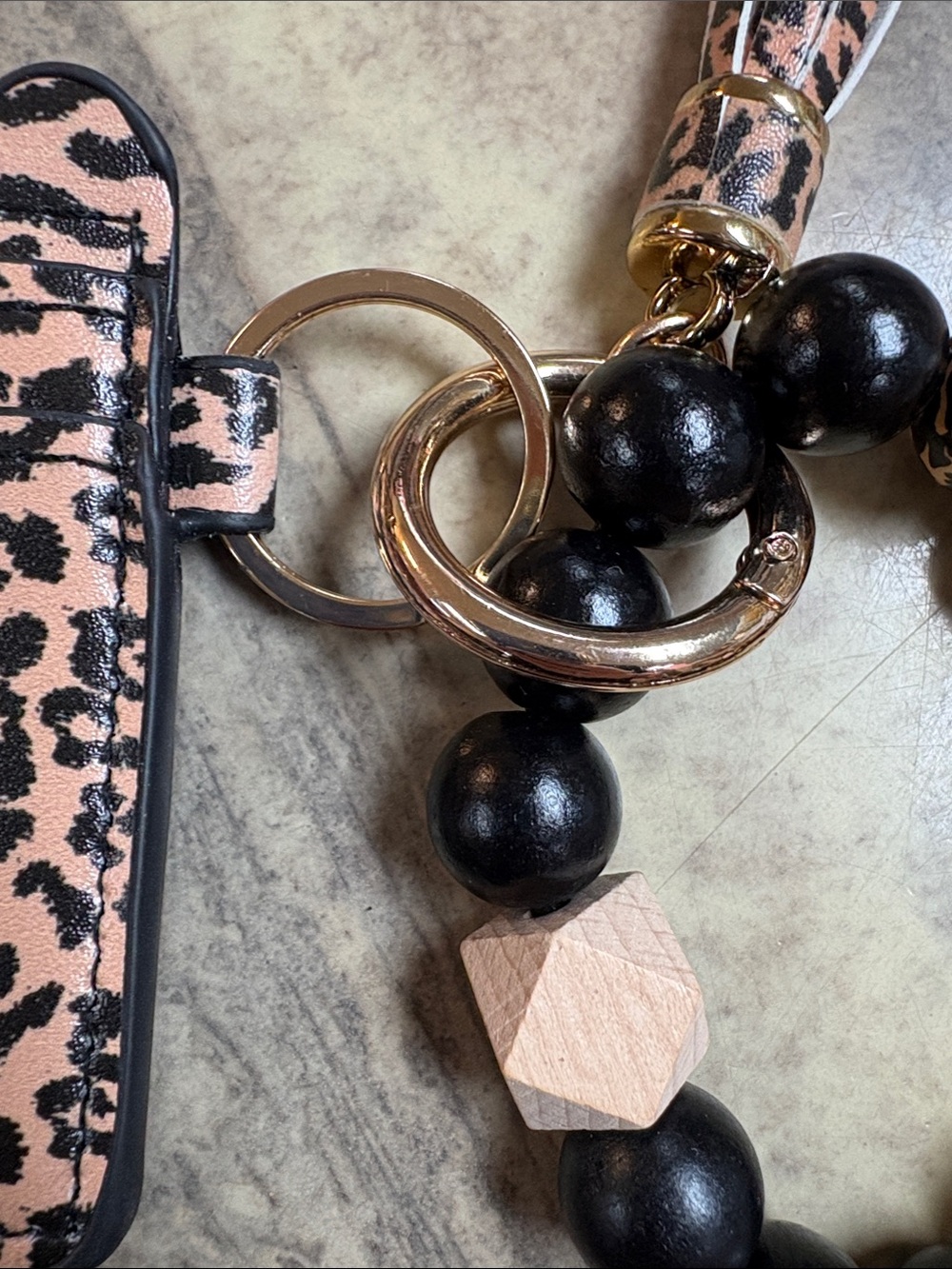 Pink Leopard Card & Beaded Wristlet Keychain - Picture 3 of 6